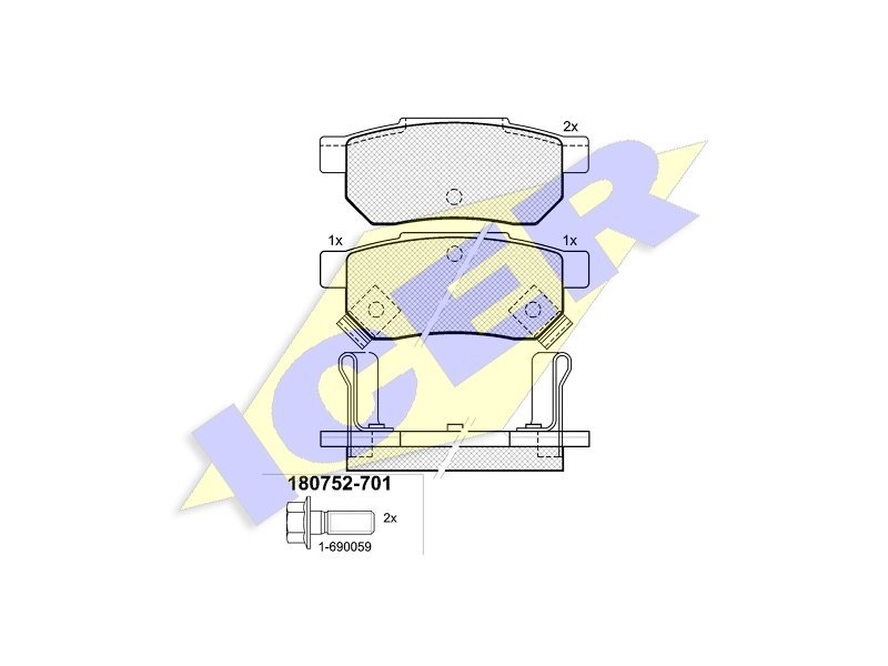 Brake pads ICER 180752701 for Honda, MG, Rover AL30926207 alvadi.ee